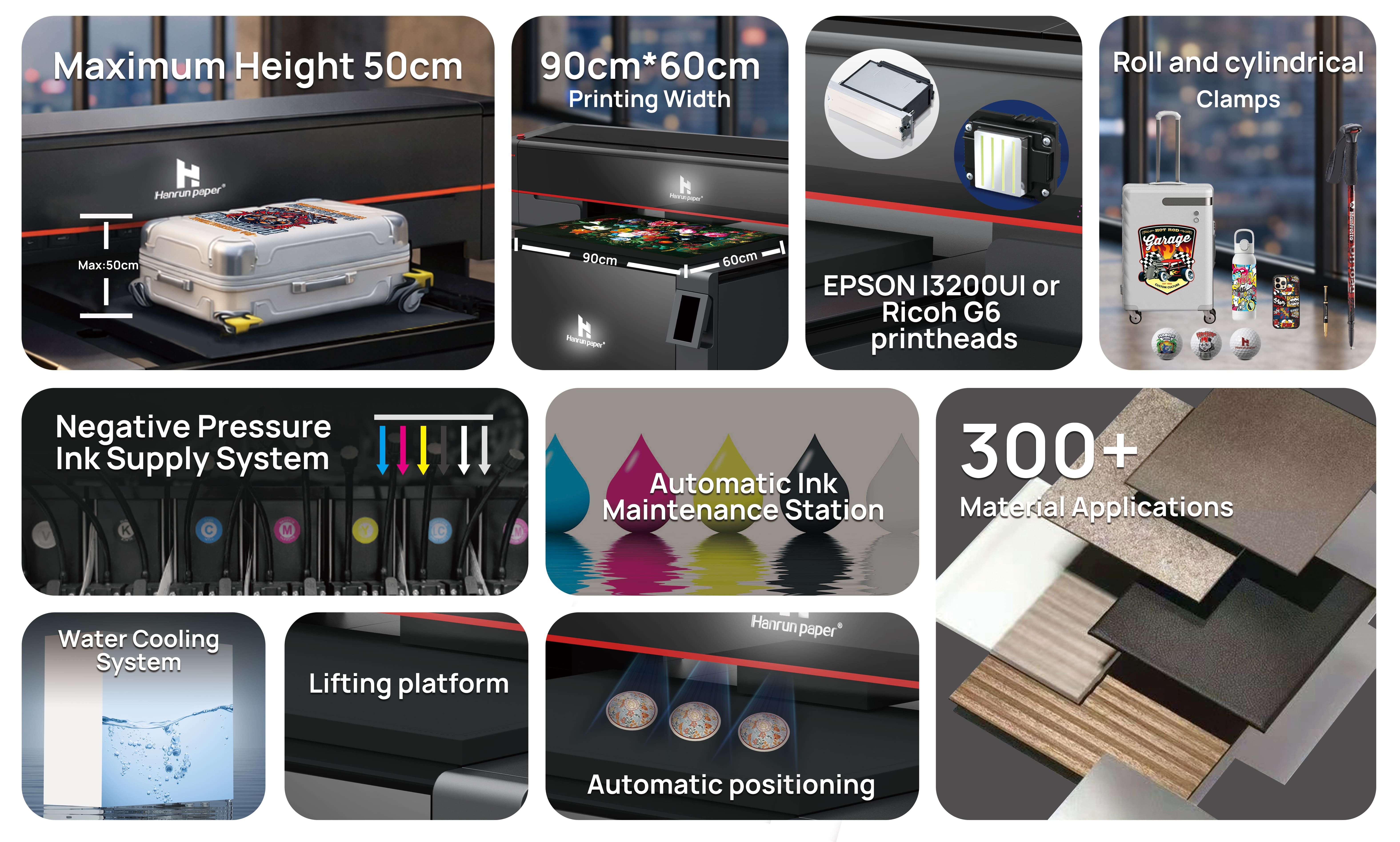 Impresora de elevación de plataforma multifuncional UV-H9060
